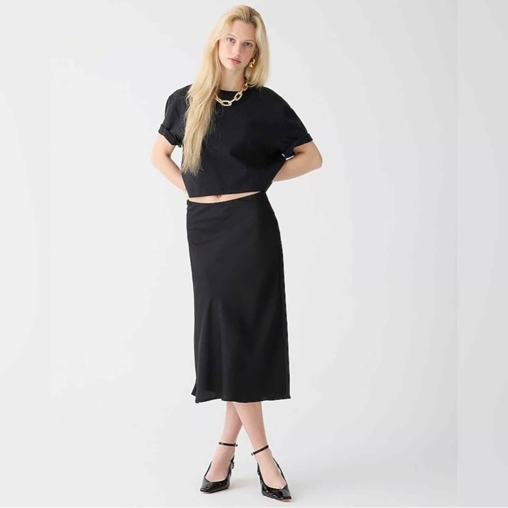 New JCREW SZ LG Gwyneth slip skirt in viscose charmeuse